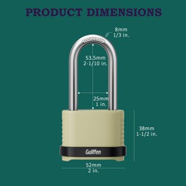 Guliffen Heavy Duty Combination Padlock, Outdoor Combo Lock Weatherproof, Pad Locks with Long Shackle for Locker, Shed, Garage, Gate, Fence, 6 Pack