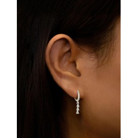 Coshilta Silver Dangle Earrings for women Trendy, Sterling Silver Plated Cubic Zirconia Drop Earrings Hypoallergenic Small Huggie CZ Earrings Lightweight Dainty Jewelry for Women