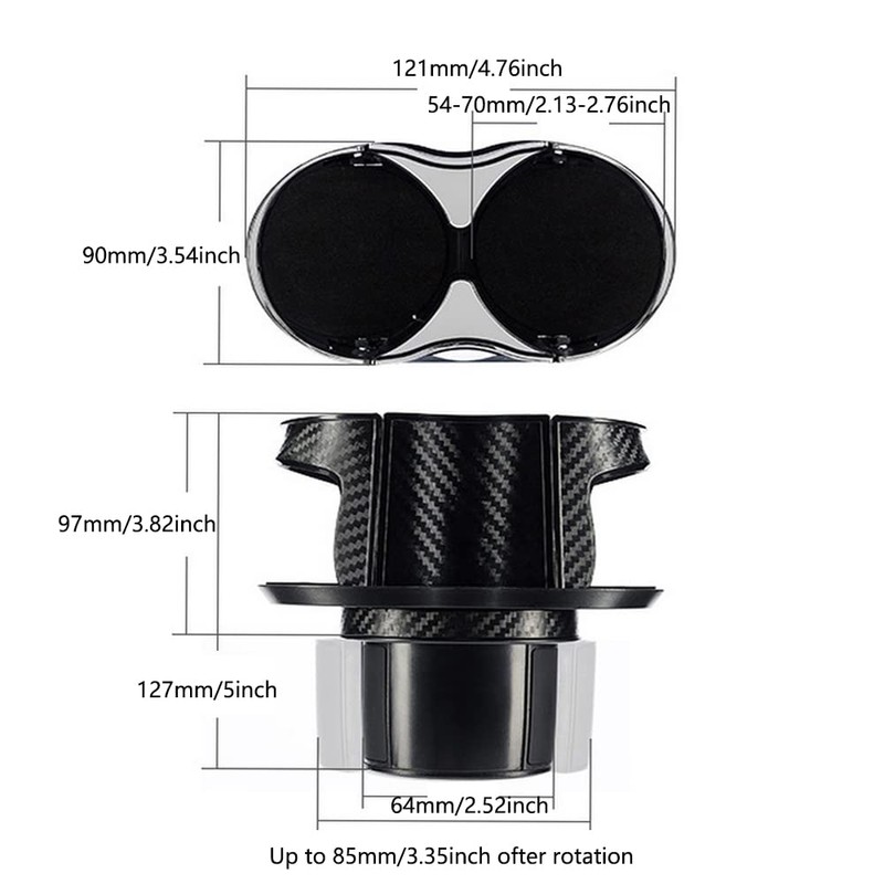 2 in 1 Auto Cup Holder Expander Adapter with 360