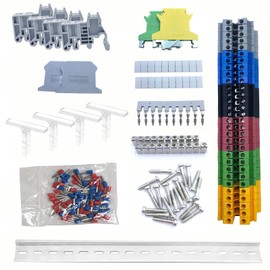 FEARLIE DIN Rail Terminal Block kit UK2.5B 32A 690V - 30PCS Terminal Blocks, Rail Combination，Insulated Terminal Blocks for Safe and Easy Wiring