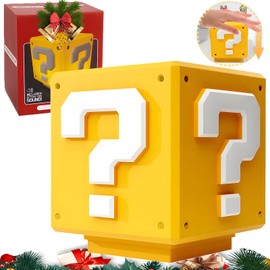 Super Bros Luz de Noche, ASHDNSZD Lampara de Noche Decoracion Recamara, con Efectos de Sonido de Juego, Luz de Noche de Cuadrado de Signo de Interrogación, Regalo para Niños, Familia, Amigos