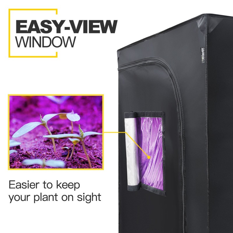 iPower 36"x36"x72" 3’x3’x6’ Mylar Hydroponic Water-Resistant Grow Tent with Observation