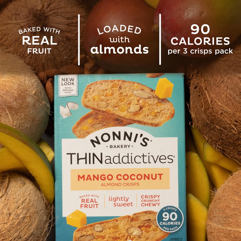 Nonni's THINaddictives Almond Thin Cookies - 3 Boxes Mango &