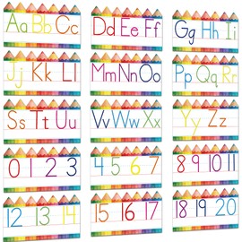 Alphabet for Classroom Wall - 15 PCS Crayon ABC Manuscript Alphabet Line for Classroom Wall Alphabet Bulletin Board Set for Pre School Elementary Classroom Homeschool, Playroom Bedroom Decorations