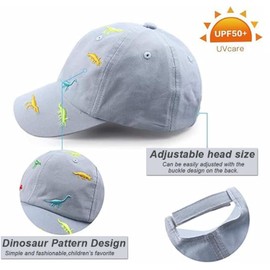 Children's Baseball Cap for Boys Girls Dinosaur Embroidery Adjustable Sports Cotton Cap Sun Hat UV Protection Baseball Cap Summer Autumn Kids Peaked Cap Golf Cap for 2-6 Years Baby Boys Girls, blue