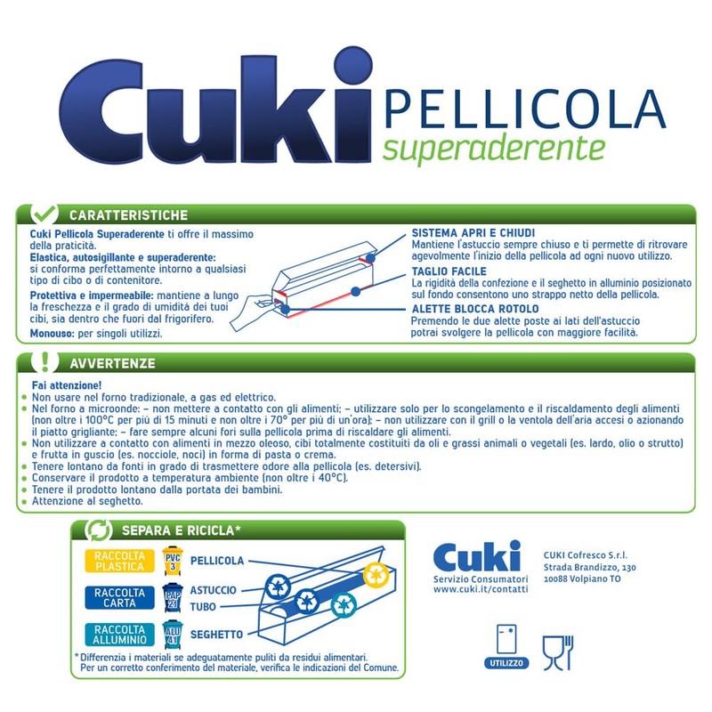 Cuki Pellicola Superaderente - 25 metri - 6 Confezioni da