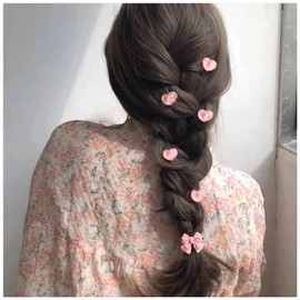 6Pcs Bow Rose Flower Hair Clips Heart Bow knot Hair Pins Camellia Hair Accessories for Women Girls (Pink A)