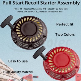 Amavoler Pull Start Recoil Starter Replacement Parts Fits for 5.5HP 6.5HP KT-196cc TrailMaster Mini XRS 163cc 80T Mini Shark 212CC Motovox MBX20 Predator 212CC Coleman BT200X CT200U Mini Bike. (Red)