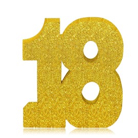 Glitter Gold Number 18 Table Centrepiece for 18th Birthday, 8" Sparkly Standing Marquee Digit for Birthday,Wedding, Anniversary, Festival Party Table Decor & Supply