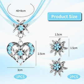 GUBOOM Set of 3 Costume Jewellery Women's Costume Necklace, Oktoberfest Women's Bavarian Dirndl Jewellery Costume Necklace, Women's Oktoberfest Accessories Chain Jewellery with Heart Pendant and Stud