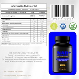 AKAM NAD+ 120 Caps 500mg con Resveratrol y Quercetina | Suplemento Vegano