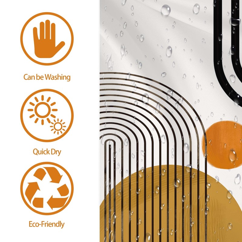 Avezano Mid Century Abstract Shower Curtain Modern Minimalistic Arch Home