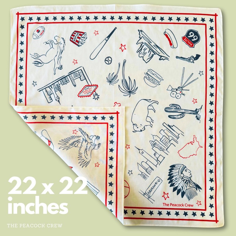 The Peacock Crew Patriotic USA Bandana in Premium Cotton for