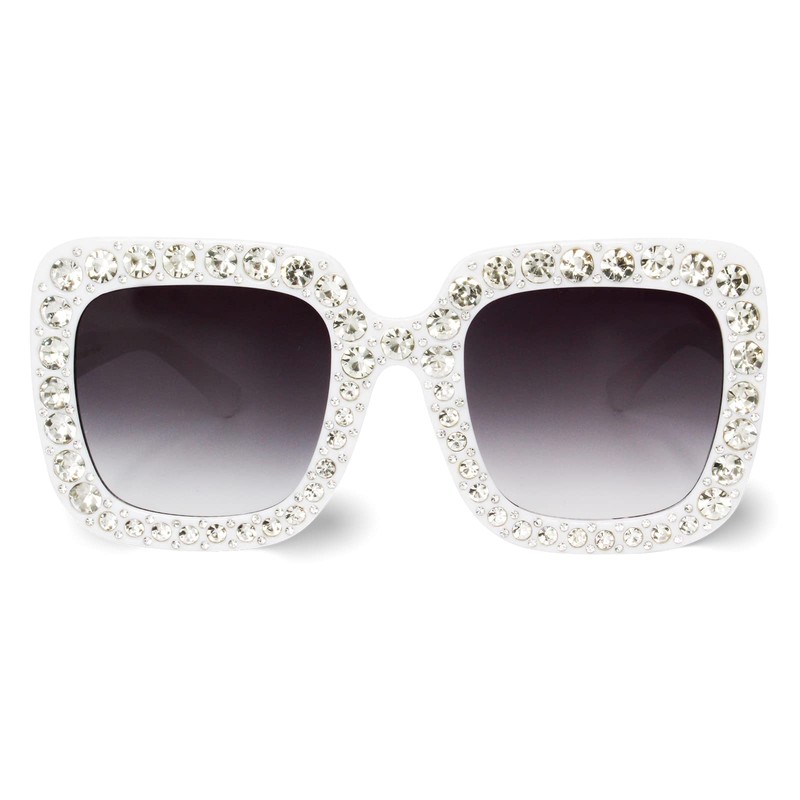 Xpectrum Extra Large Square Crystal Sunglasses Bling Rhinestone Concert Glasses