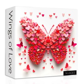 Butterfly Puzzles for Adults 1000 Pieces, Colorful Butterflies Heart Paper Art Jigsaw Puzzles, Beautiful Love Themed Animal Puzzle