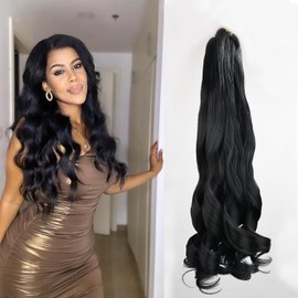 9 Packs 16inch French Curl Braiding Hair Pre Stretched Hair Extensions Premium french curly braiding hair expression french curls crochet hair (Black/1B)