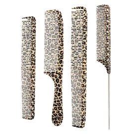 4pcs/Set Leopard Print Professional Hair Styling Comb - Durable ABS Plastic, Ideal for All Hair Types, Perfect for Salon & Home Use