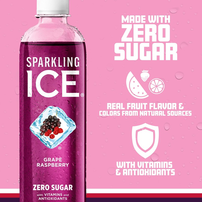 Sparkling Ice, Grape Raspberry Sparkling Water, Zero Sugar Flavored Water,