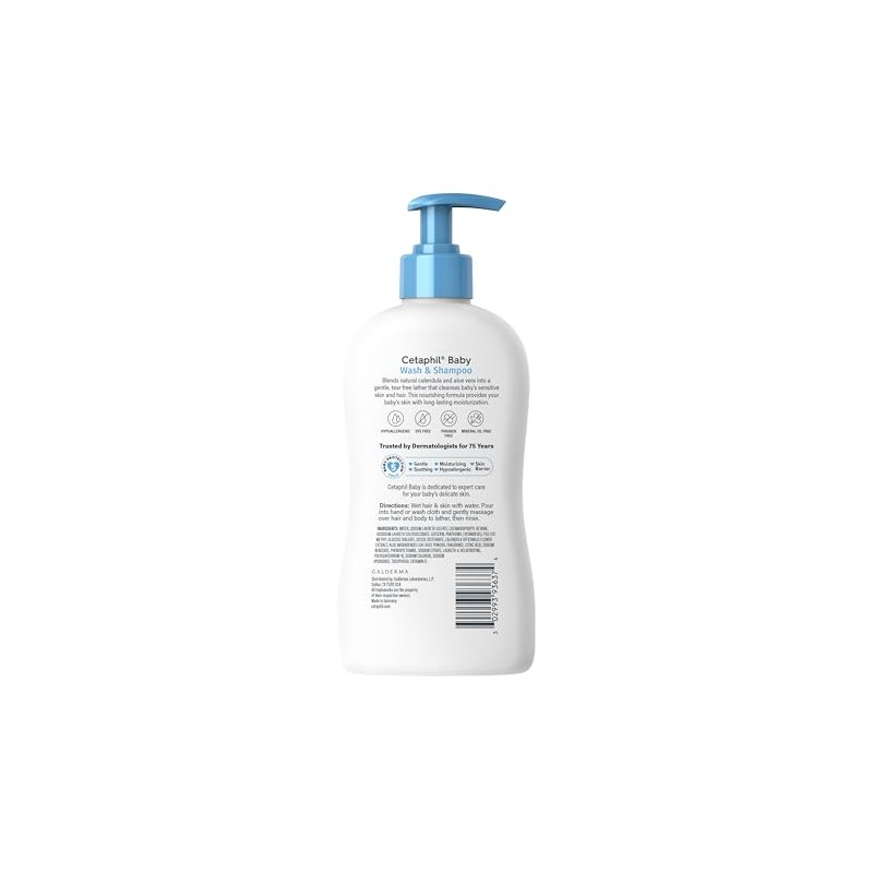 Cetaphil Baby Wash and Shampoo 399ml Organic Jabón Líquido