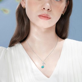 Musical Note Necklace 925 Sterling Silver Music Note Pendant Turquoise Music Jewelry for Women Musiclover Birthday Gifts