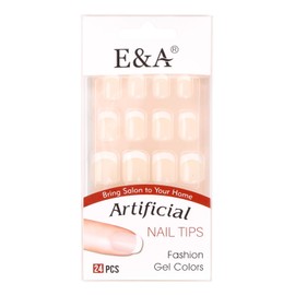 E&A 24Pcs Short French Press On Nails For Woman, Full Cover French Tip Press On Nails Short Acrylic Fake False Nail Tips 12 Sizes