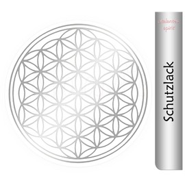 atalantes spirit Flower of Life Stickers 3 cm, Pack of 50 with Protective Lacquer – Colour Silver – Transparent Film Sticker Flower of Life