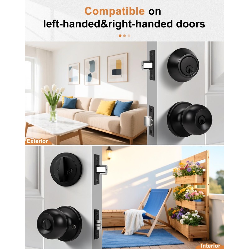 Probrico Front Door Keyed Entry Knobs and Single Cylinder Deadbolt