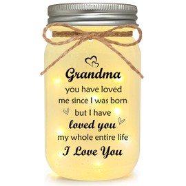 Best Grandma Gifts, Mason Jar Night Lights, Christmas Mothers Day Birthday Gifts for Grandma from Grandkids