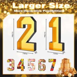 Paready 13.78'' Fillable Cardboard Number 21 for Charcuterie, Gold Black Number 21 Tray, Food Fillable Number 21 Box Flower Candy Cupcakes Container for 21st Anniversary Birthday Party Decoration