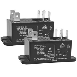 (Pack of 2) T92P7D22-24 Power Relay 24VDC 30A DPST-NO, Flange Mount Industrial Relay - OEM Replacement for HVAC, Automotive, PLC & Control Systems