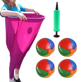 Manekulis Granny Pants Yard Game, Giant Outdoor Party Game with 4 Bouncy Balls and Pump,Team Relay Family Reunion Party Field Game Set (Pink)