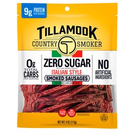 Tillamook Country Smoker Smoked Sausage, Zero Sugar, Italian Style, 4 Ounce (1 Pack) Real Hardwood Smoked Italian Sausages, Low Carb, High Protein, Ready to Eat Keto Snack