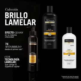 TRESemmé Acondicionador Brillo Lamelar corrige las irregularidades de la fibra capilar dejando un cabello hidratado, nutrido y con efecto gloss instantáneo* 715 ml