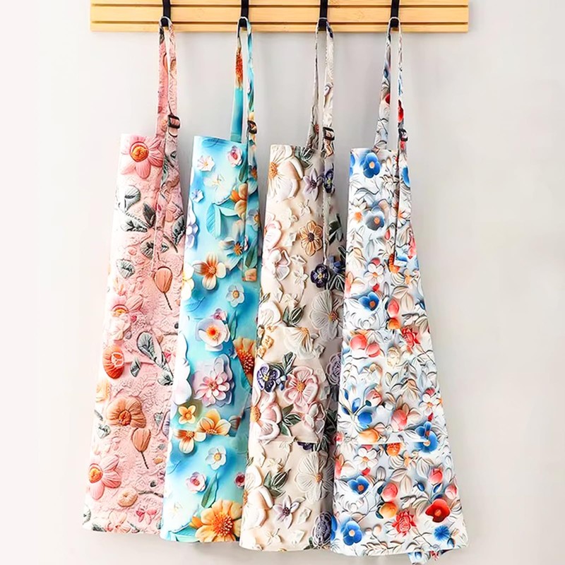 PUBMIND Floral Apron for Women with Pockets, Adjustable Chef Aprons