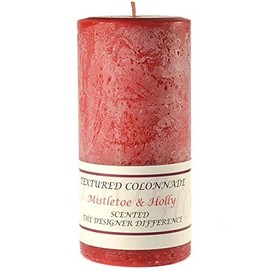 Pack of 2, Textured 3" x 6" Pillar Candles Mistletoe and Holly for Weddings, Home & Event Decoration, Relaxation, Made in US