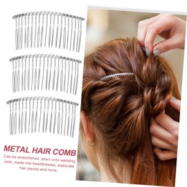 OHPHCALL 20 Tooth Bridal Veil Hair Clip Combs Set Silver Metal High Frequency for Diy Craft