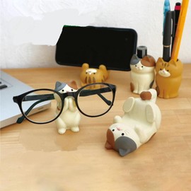 Cat Pen Holder, Cute Phone Stand Multifunctional Tablet Glasses Pencil Holder Cat Ornament Desk Organizer Accessories for Office Home Bracket (Ocelot)