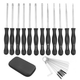 QWORK® Pack of 12 Carburettor Screwdriver with Carburettor Cleaning Brush Needle for 2-stroke Small Engines, Suitable for STIHL, Poulan, Hus-Husqvarna and More