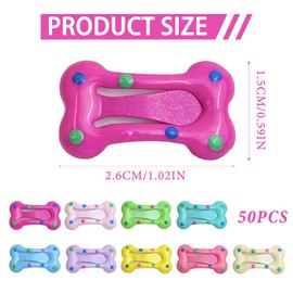 Ksheria 50pcs MulticolorSmall Bone Shaped Dog Hair Clips- Pet Hair Barrettes for Puppies, Secure & Lightweight Grooming Accessories, Fun Party & Photo Props& Daily Use