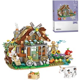 Farm Cottage Street View Architecture Building Blocks Set, 899 Pieces Mini Farm House Construction Toy Sets for Kids and Adults, Modular Building Toy NOT Compatible with Major Brands