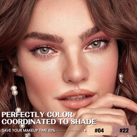 FOCALLURE 2PCS No Crease Eyeshadow Stick,Shimmer and Matte Cream Eyeshadow Pencil Crayon,Long Lasting Waterproof Eye Brightener Stick With Blending Brush,Gleam Rosy