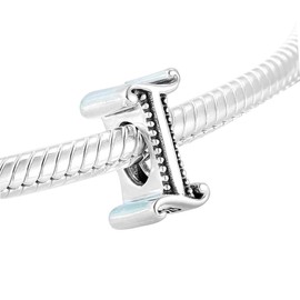 Letter Initial A - Z Charm Alphabet Bead 925 Sterling Silver Letter Charms fit for DIY Charm Bracelet & Necklace (I)