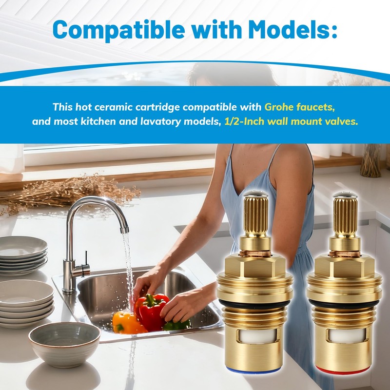 Zorqon 2 Pcs Ceramic Cartridges Replace for 45882000 45883000