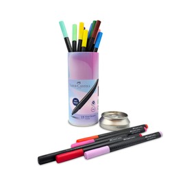 Faber-Castell Grip Fine Pen 0.4Mm 15 Color In A Round Tin, Brilliant colours,Washes out of most fabrics,Suitable for right- and left-handers, 151617