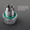DEEFILL M14.1-1.5 x 15mm Oversize Piggyback Oil Drain Plug, Stainless