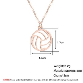 PONCTUEL ESCARGOT Minimalist Volleyball Necklace Short Chain Sports Lovers Pendant Necklace Teens Jewelry (rose gold)