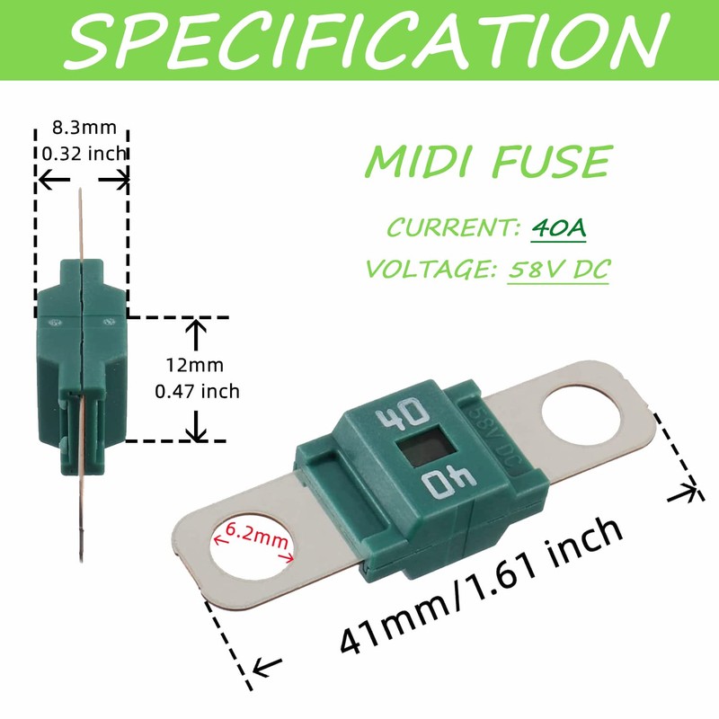 SIGANDG Midi Fuse Holder and 2 Pieces 40A Midi high