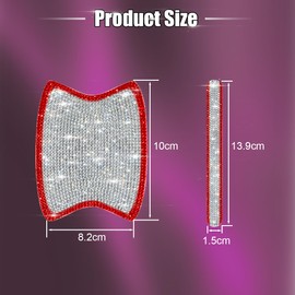 JNNJ Pack of 8 Car Door Handle Protective Film Pad, Universal Car Rhinestone Bling Glitter Car Door Handle Scratch Protection Sticker, Bling Crystal Decoration Car Accessories (Red/White)