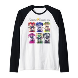 Power Rangers Graphic Color Character Helmet Panels Raglan Baseball Tee