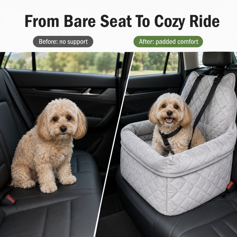 Dog Car Seat Bed for Travel - Removable Washable Quilted
